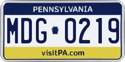PA license plate MDG0219
