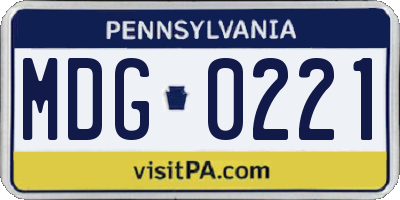 PA license plate MDG0221