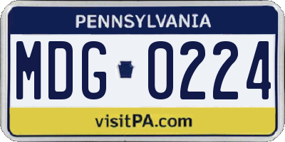 PA license plate MDG0224