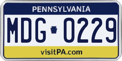 PA license plate MDG0229