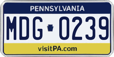 PA license plate MDG0239