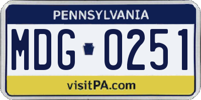 PA license plate MDG0251