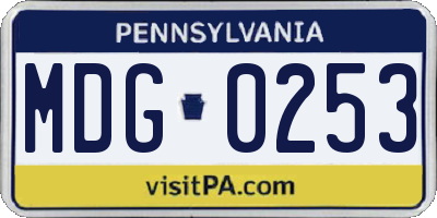 PA license plate MDG0253