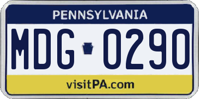 PA license plate MDG0290