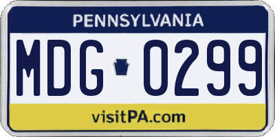 PA license plate MDG0299