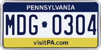PA license plate MDG0304