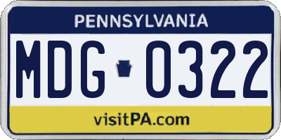 PA license plate MDG0322
