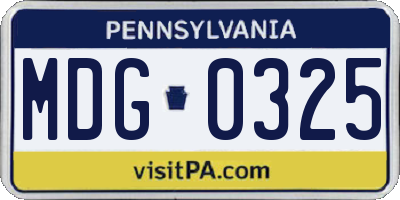 PA license plate MDG0325