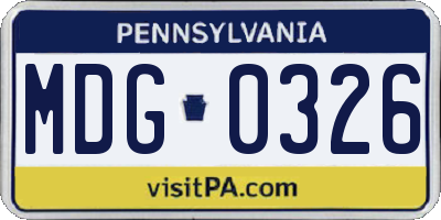 PA license plate MDG0326