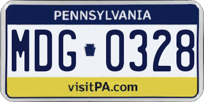 PA license plate MDG0328