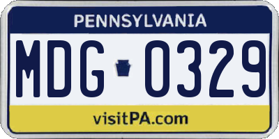 PA license plate MDG0329
