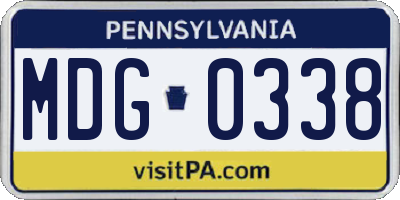 PA license plate MDG0338