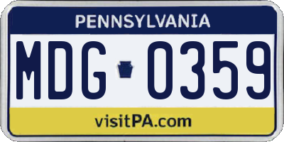 PA license plate MDG0359