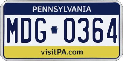 PA license plate MDG0364