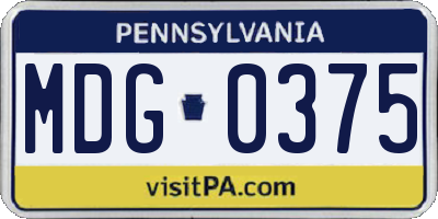 PA license plate MDG0375