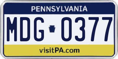 PA license plate MDG0377