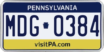PA license plate MDG0384
