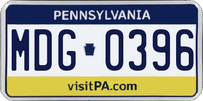 PA license plate MDG0396