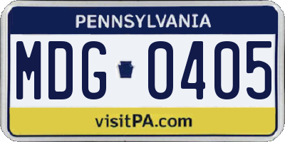 PA license plate MDG0405