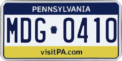 PA license plate MDG0410