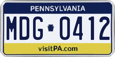 PA license plate MDG0412