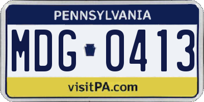 PA license plate MDG0413
