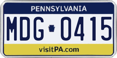 PA license plate MDG0415