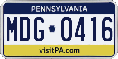 PA license plate MDG0416
