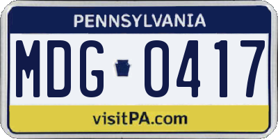 PA license plate MDG0417