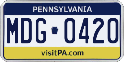 PA license plate MDG0420