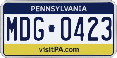 PA license plate MDG0423