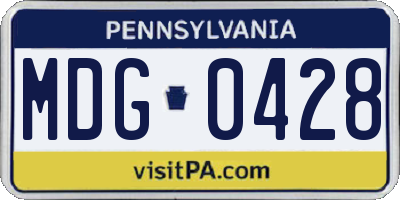 PA license plate MDG0428