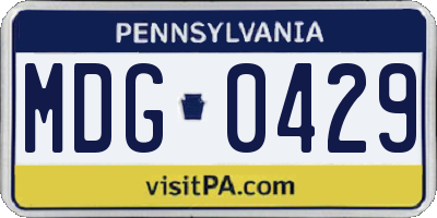 PA license plate MDG0429