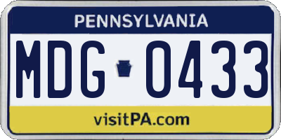 PA license plate MDG0433
