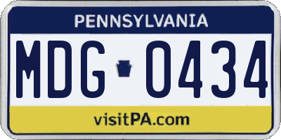 PA license plate MDG0434