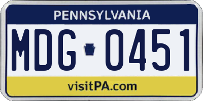 PA license plate MDG0451