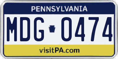 PA license plate MDG0474