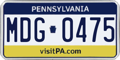 PA license plate MDG0475