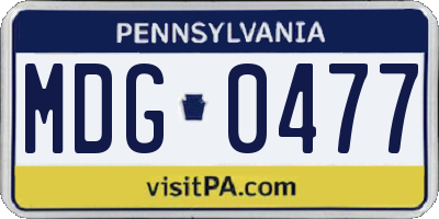 PA license plate MDG0477