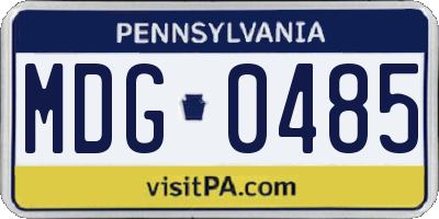 PA license plate MDG0485