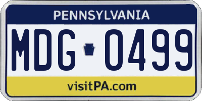 PA license plate MDG0499