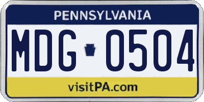 PA license plate MDG0504