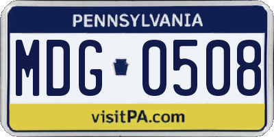 PA license plate MDG0508