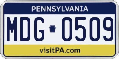 PA license plate MDG0509