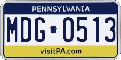 PA license plate MDG0513