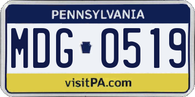 PA license plate MDG0519