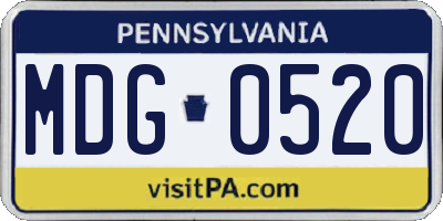 PA license plate MDG0520
