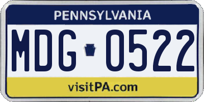 PA license plate MDG0522