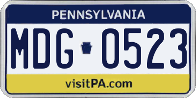 PA license plate MDG0523