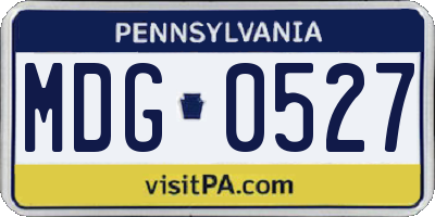 PA license plate MDG0527